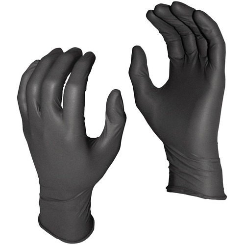 Grease Monkey Work Gloves - X-Large Size - For Right/Left Hand - Nitrile - Black - Disposable, Heavyweight, Powder-free, Rolled Cuff, Durable, Abrasion Resistant, Puncture Resistant, Powder-free - For Automotive, Construction, Farming, Food Handling, Fore - Gloves - WSG5555PFXL
