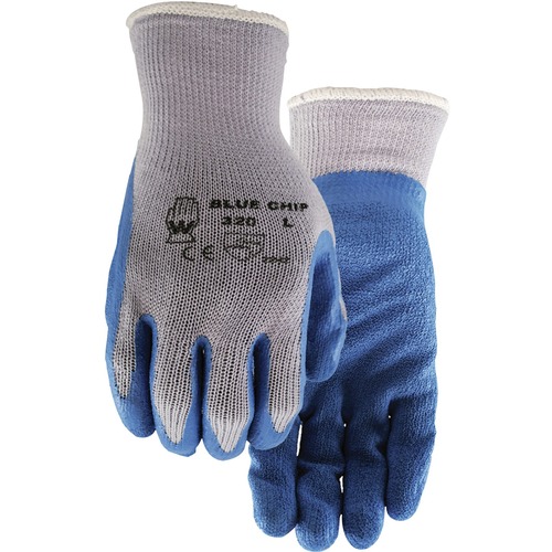 Watson Gloves 320 Blue Chip - Dirt, Debris Protection - Latex Coating - Large Size - Natural Rubber Palm, Poly Cotton Shell, Natural Rubber Fingertip - Crinkle Grip, Ergonomic, Snug Fit, Puncture Resistant, Abrasion Resistant, Secure Grip, Dirt Resistant,