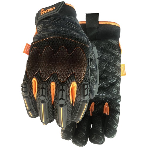 Watson Gloves 025 Overtime - Impact, Shock, Dirt, Debris Protection - Medium Size - MicroFiber Palm, Foam Palm, Silicone Palm, Mesh Back, Rubber Thumb, Rubber Finger, Neoprene Wrist - Black, Orange - Padded Palm, Padded Knuckle, Heavy Duty, Secure Grip, C - Gloves - WSG025M