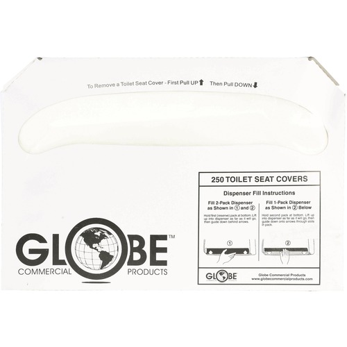 Globe Toilet Seat Covers - 10.50" (266.70 mm) Width x 15" (381 mm) Length - Half-fold - 250 / Pack