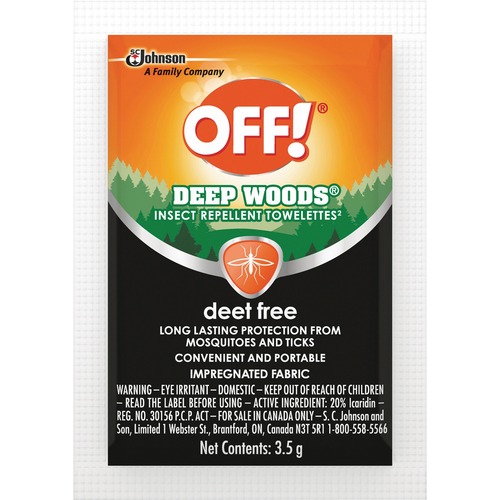 OFF! Deep Woods® Insect Repellent Wipes - Deet Free - 1/2 Fold - Biodegradable - 10 / Box