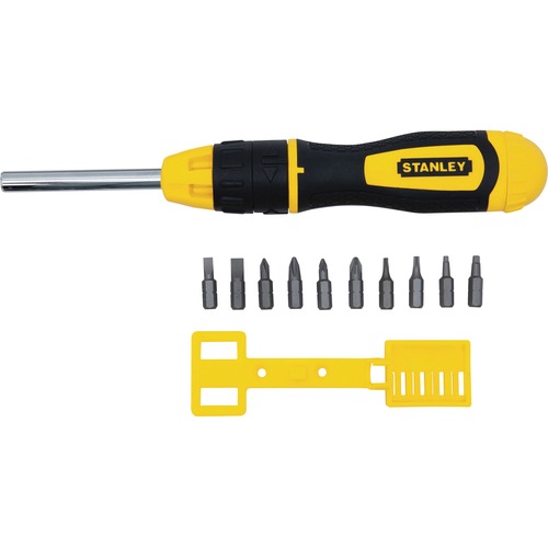 Stanley 10 pc MultiBit Ratcheting Screwdriver - Ratchet, Reversible, Lockable, Magnetic Bit Holder, Comfortable Grip - 10 / Set - Screwdrivers - BOS68010