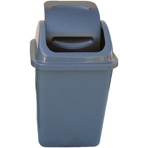 Unisource Waste Container - Pivot Lid - 13 L Capacity - 15.1" Height x 9.7" Width x 9.7" Depth - Grey - Waste Containers & Accessories - UWW8012GY