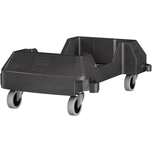 Rubbermaid Commercial Slim Jim Resin Trainable Dolly - 4 Casters - Resin, Structural Foam - 23.9" Length x 14.7" Width x 8.4" Height - Black - 1 Each