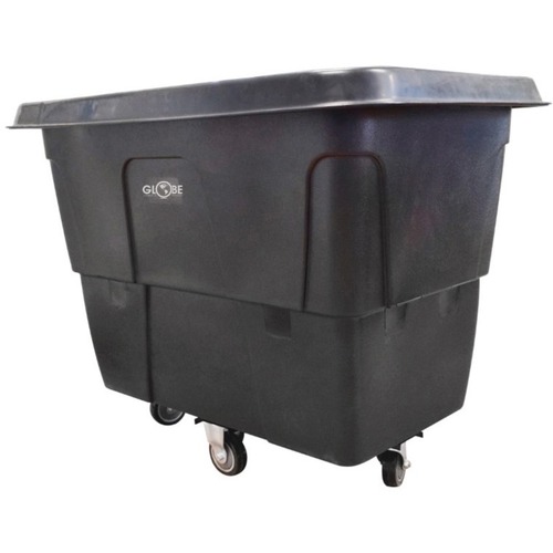 Globe Light-Duty Cube Truck, 8 Cu. Ft.-300lbs Capacity - 136.08 kg Capacity - 4 Casters - High-density Polyethylene (HDPE), Steel - 38" Length x 24" Width x 29.5" Height - Black - 1 Pack