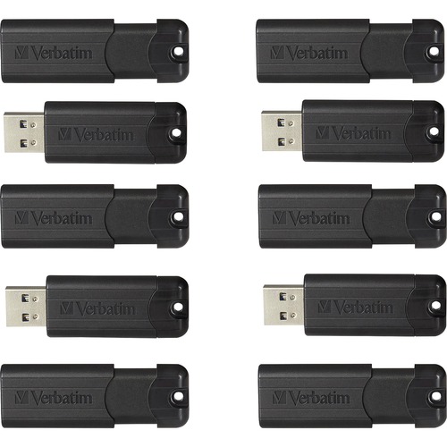Verbatim 32GB PinStripe USB 3.0 Flash Drive, Business 10pk, Black - 32 GB - USB 3.0 - Black - Lifetime Warranty - 10 / Pack