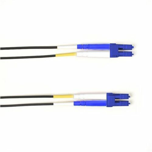 Black Box Fiber Optic Duplex Patch Network Cable - 32.80 ft Fiber Optic Network Cable for Network Device - First End: 2 x LC Network - Male - Second End: 2 x LC Network - Male - 1 Gbit/s - Patch Cable - OFNP - 9/125 µm - Black - TAA Compliant