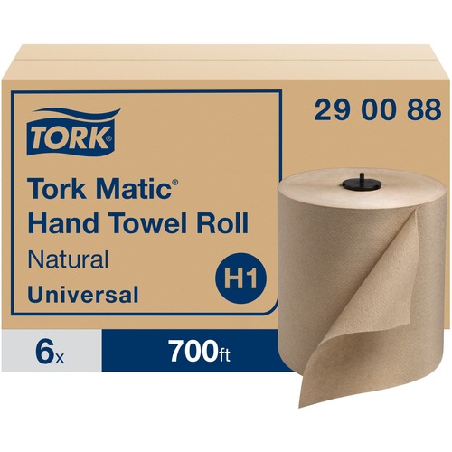 TORK Tork Matic Hand Towel Roll Natural H1 - 1 Ply - 7.7" x 700 ft - 884 Sheets/Roll - Nature - Paper - Embossed, Absorbent - For Hand, Washroom - 1 Roll = TRK290088