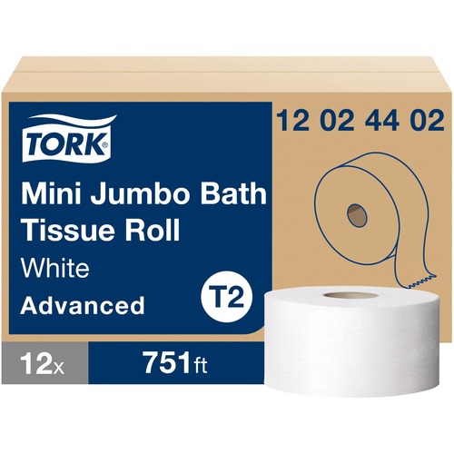 Tork Jumbo Toilet Paper Roll White T2 - Tork Jumbo Toilet Paper Roll White T2, Advanced, 2-Ply, 12 x 751 sheets, 12024402