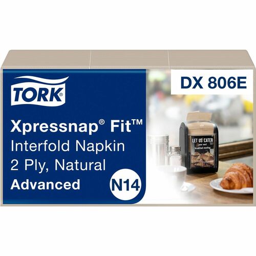 Tork Xpressnap Fit® Natural Dispenser Napkin N14 - Tork Xpressnap Fit® Natural Dispenser Napkin N14, Compostable 2-ply, 36 packs x 120 napkins, DX806E
