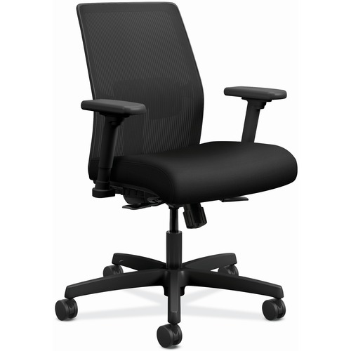 HON Ignition Task Chair - Black Seat Color - Fabric Seat Material - Black Back Color - Mesh Back Material - Black Frame Color - Low Back - 5-star Base - Armrest - 1 Each