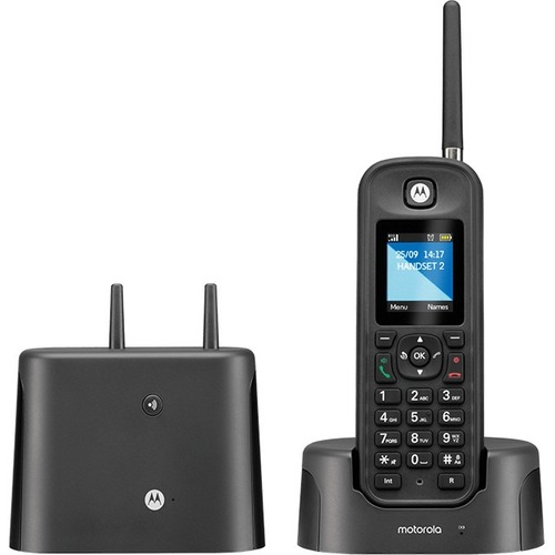 Motorola Mobility O211 DECT 6.0 Cordless Phone - Black - 2132.5 ft (650 m) Range - 1 x Phone Line - 1 x Handset - Speakerphone - Answering Machine - Hearing Aid Compatible