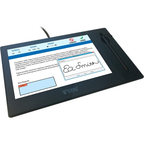 Topaz GemView TD-LBK101VT-USB-R Signature Pad - Active Pen - TAA Compliant - Wired - Black - 10.1" LCD - Backlight - 1280 x 800 - USB - 5080 LPI