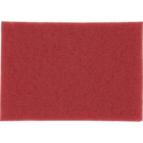 3M Red Buffer Pad - 10/Carton - Rectangle - 14" Width x 1" Thickness - Buffing, Cleaning, Polishing, Scrubbing - Linoleum, Sheet Vinyl, Vinyl Composition Tile (VCT) Floor - 175 rpm to 600 rpm Speed Supported - Scuff Mark Remover, Textured, Durable, Heel M