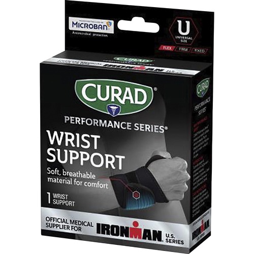 Curad Universal Wraparound Wrist Supports - Black - Neoprene - 1 Each