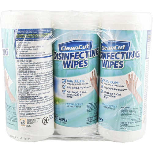 Clean Cut Disinfecting Wipes - Fresh Scent - 35 / Canister - 12 / Carton - No-mess, Streak-free, Disinfectant - White