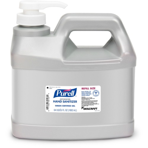 SKILCRAFT Hand Sanitizer Gel - 2 quart - Pump Bottle Dispenser - Kill Germs - Hand, Skin - Clear - 4 / Box