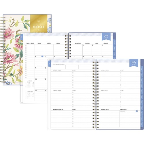 Day Designer Climb Floral Blush CYO Academic Planner - Academic - Monthly, Weekly - 12 Month - July 2022 - June 2023 - 1 Week, 1 Month Double Page Layout - White Sheet - Twin Wire - Multi, Clear - Paper - 8" Width - Goal Section, Holiday Listing, Dated Pl
