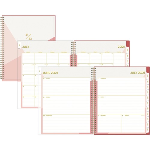 Blue Sky Cali Pink Create-Your-Own Cover Academic Year Weekly/Monthly Planner - Academic - Monthly, Weekly - 12 Month - July 2022 - June 2023 - 1 Week, 1 Month Double Page Layout - White Sheet - Twin Wire - Pink - Paper - Clear Cover8.5" Width - Holiday L
