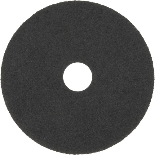 3M Black Stripper Pad 7200 - 5/Carton - Round x 10" Diameter - Stripping, Floor - Concrete, Vinyl Composition Tile (VCT) Floor - 175 rpm to 600 rpm Speed Supported - Textured, Abrasive, Washable, Reusable - Nylon, Polyester Fiber - Black