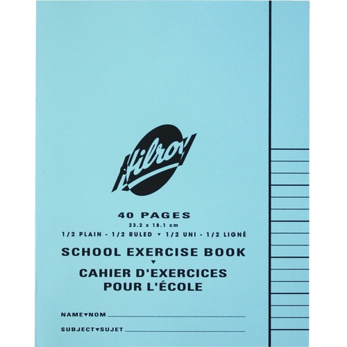 Hilroy Notebook - 40 Pages - Ruled - 0.31" Ruled - Half Plain Page, Half Ruled Page - Memo / Subject Notebooks - HLR11935