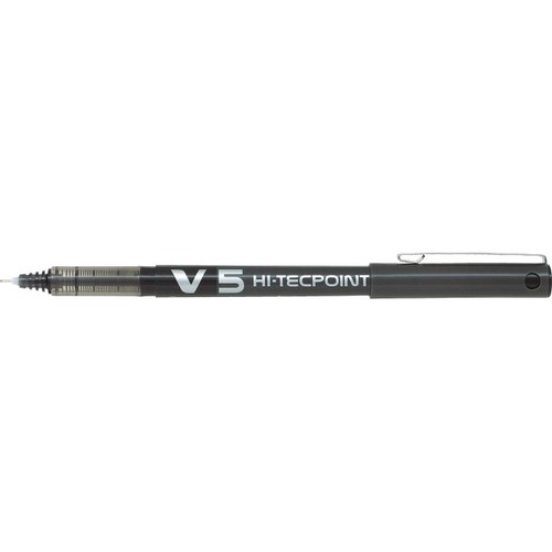 Pilot Hi-Tecpoint V5 Rollerball Pen - 0.5 mm Pen Point Size - Black Liquid Ink - Tungsten Carbide Tip - 2 / Pack