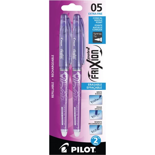 Pilot FriXion Gel Pen - 0.5 mm Pen Point Size - Refillable - Purple Gel-based Ink - 2 / Pack
