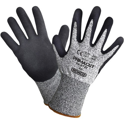 PrimaCut Sandy Nitril Palm Coated Touch Compatible Glove X-Large Grey - Oil, Wet Protection - Nitrile Coating - X-Large Size - Gray - Heavy Duty, Cut Resistant, Reinforced Thumb, Latex-free, Flexible, Soft, Comfortable, Elastic Wrist, Machine Washable, Re