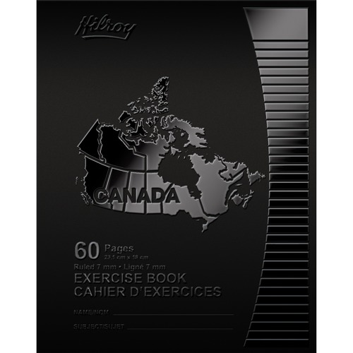 Hilroy Premium Notebook 60 Pages 9-1/8" x 7-1/8" Black - 60 Pages - Saddle Stitched - 9.13" (231.78 mm) x 7.13" (180.98 mm) x 0.16" (3.96 mm) - Vanilla Paper