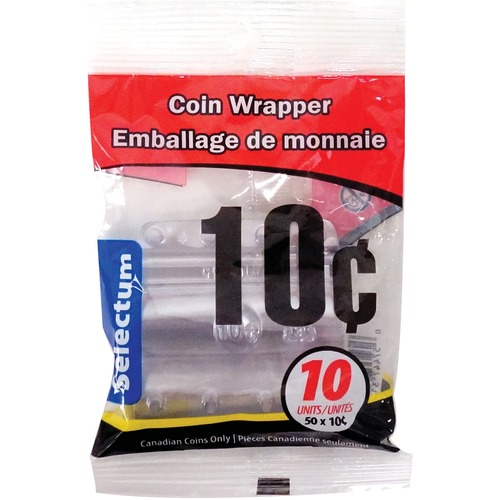 Selectum Plastic Coin Wrappers 10 cents, 10/pkg - Flexible, Easy to Use, Reusable