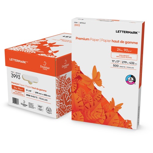 Lettermark Inkjet, Laser Copy & Multipurpose Paper - Black, White - 96 Brightness - Legal - 11" x 17" - 24 lb Basis Weight