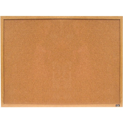Quartet Cork Board with Wood Frame 36" x 48" - 36" (914.40 mm) Height x 48" (1219.20 mm) Width - Natural Surface - Hanger - Oak Wood Frame