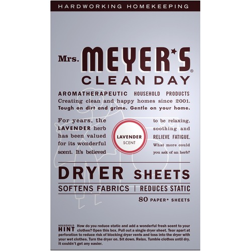 Mrs. Meyer's Lavender Dryer Sheets - Lavender Scent - 80 / Box