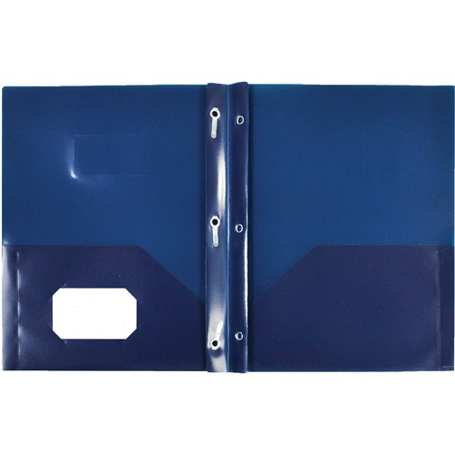 Winnable Letter Portfolio - 8 1/2" x 11" - 3 x Prong Fastener(s) - 2 Pocket(s) - Polypropylene - Dark Blue - 3 / Pack