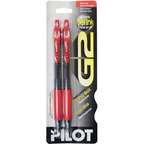 Pilot G-2 Retractable Gel Pens 0.7 mm Red 2/pkg - Medium Pen Point - 0.7 mm Pen Point Size - Refillable - Retractable - Red Liquid Gel Ink Ink - Tungsten Carbide Tip - 2 / Pack