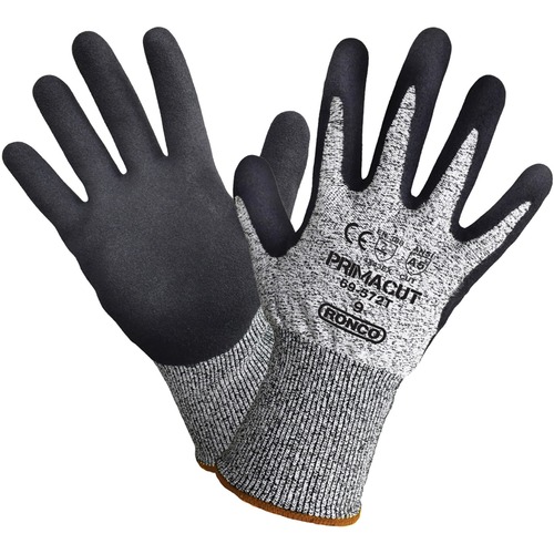 PrimaCut Sandy Nitril Palm Coated Touch Compatible Glove Large Grey - Oil, Wet Protection - Nitrile Coating - Large Size - Gray - Heavy Duty, Cut Resistant, Reinforced Thumb, Latex-free, Flexible, Soft, Comfortable, Elastic Wrist, Machine Washable, Reusab - Gloves - RON69572T09
