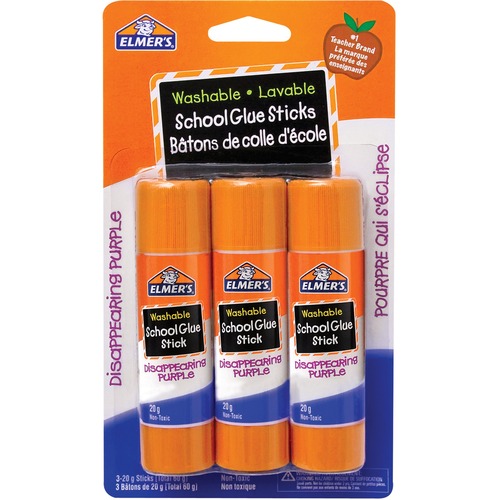 Elmers Washable School Glue Sticks 20 g 3/pkg - 20 g - 3 / Pack - Purple