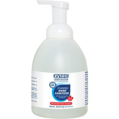 Zytec Germ Buster Hand Sanitizer Foam - 550 mL - Pump Dispenser - Hand - Drip-free