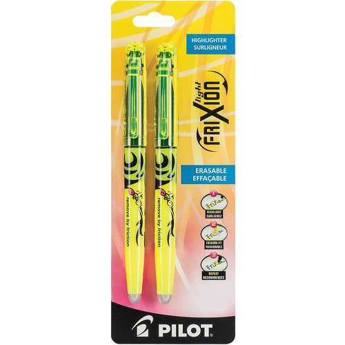 Pilot FriXion Light Erasable Highlighters Chisel Tip Yellow 2/pkg - Chisel Marker Point Style - Yellow - 2 / Pack