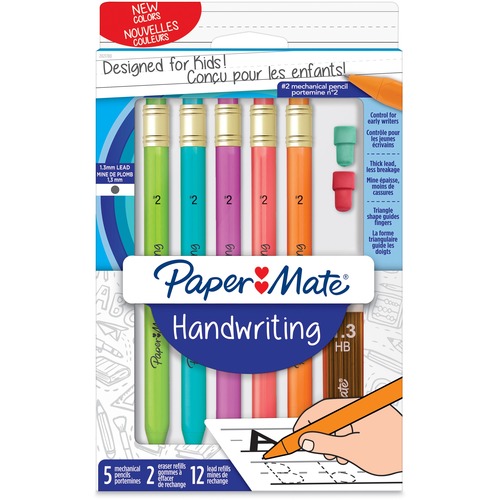 Paper Mate Youth Writing Mechanical Pencils 1.3 mm Assorted Colours 5/pkg - 1.3 mm Lead Diameter - Assorted Barrel - 5 / Pack