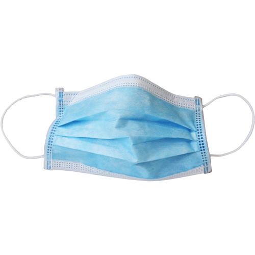Globe Surgical Mask Polypropylene Blue 50/Box - Soft, Comfortable, 3-ply, Adjustable Nose Clip, Earloop Style Mask, Fluid Resistant, Latex-free - Bacteria Protection - Polypropylene Mask - Blue - 50 / Box