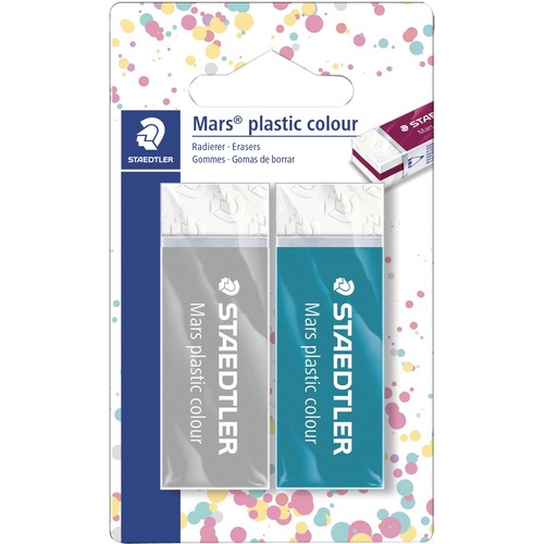Staedtler Mars Colour Sandwich Erasers Vinyl Large Assorted Colours 2/pkg - Assorted - Vinyl - 2 / Pack - Latex-free, Phthalate-free, Crumble Resistant, Age Resistant, Discoloration Resistant, Protective Sleeve