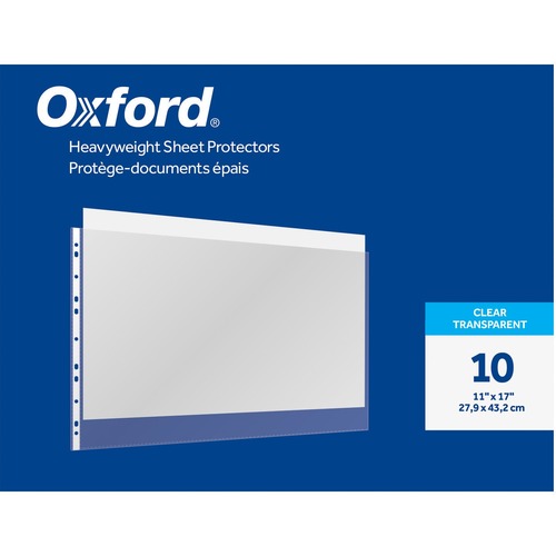 Oxford Sheet Protector - 11" Width x 17" Length - 0" Thickness - 11 x Holes - Ring Binder - Top Loading - Clear - Polypropylene - 10 / Pack