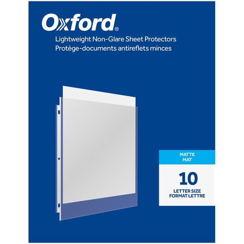 Oxford Sheet Protector - 0" Thickness - For Letter 8 1/2" x 11" Sheet - 3 x Holes - Ring Binder - Top Loading - Clear - Polypropylene - 10 / Pack - Sheet Protectors - OXF33264