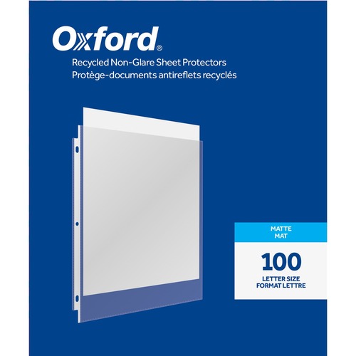 Oxford Sheet Protector - 0" Thickness - For Letter 8 1/2" x 11" Sheet - 3 x Holes - Top Loading - Clear- Polypropylene - 100 / Box