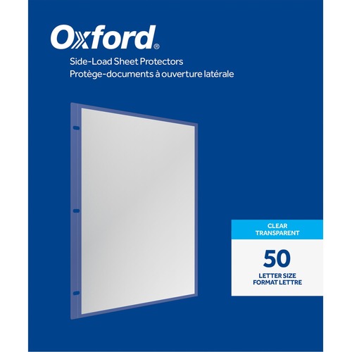 Oxford Sheet Protector - 0" Thickness - For Letter 8 1/2" x 11" Sheet - 3 x Holes - Ring Binder - Side Loading - Clear - Polypropylene - 50 / Box - Sheet Protectors - OXF33247