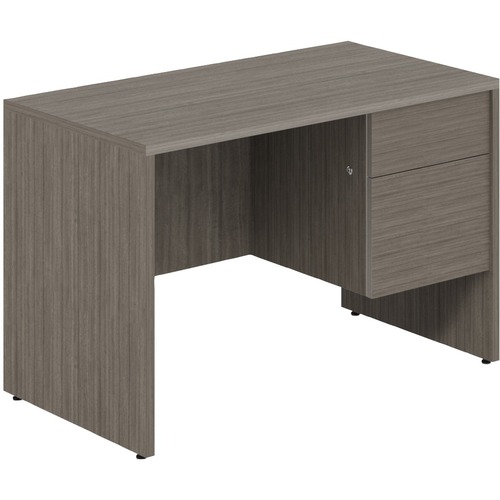 Global Genoa Single Pedestal Desk, 45"W x 24"D, Box/File - Right (G2445SPR) - 1" Panel, 0.7" Modesty Panel, 45" x 24"29" - File, Box Drawer(s) - Single Pedestal on Right Side - Square Edge - Material: Thermofused Laminate (TFL) - Finish: Absolute Acajou