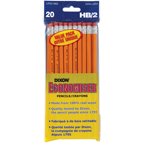 Dixon Economiser Pencils HB/2 20/pkg - HB/#2 Lead - 20 / Pack