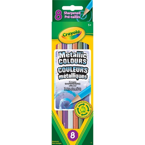 Crayola Coloured Pencils Assorted Metallic Colours 8/pkg - Thick Point - Assorted Metallic Lead - 8 / Pack