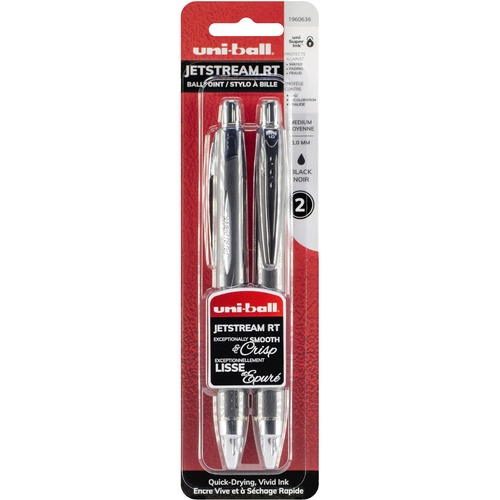 uni-ball Jetstream Retractable Pens Bold Point Black 2/pkg - Bold Pen Point - Black - Rubber Barrel - 2 / Pack